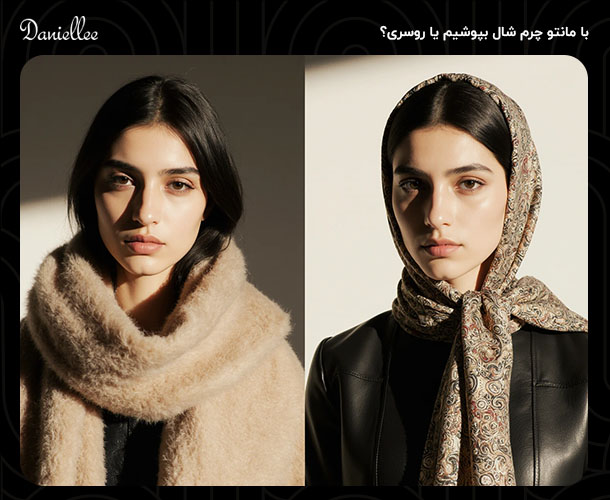 راهنمای کامل ست کردن شال و روسری با مانتو چرم